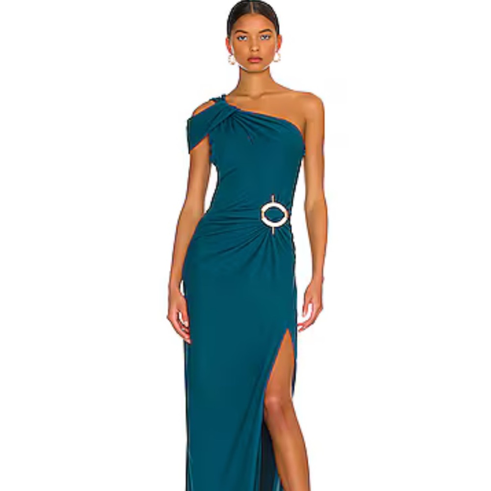 NICHOLAS Blue Asymmetrical Maxi Gown